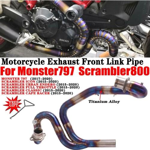 For DUCATI Scrambler 800 MONSTER 797 Motorcycle Exhaust Front Link Pipe Escape Moto Modified Muffler Pipe Titanium Alloy Tube
