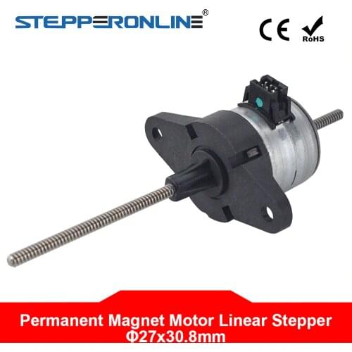 Permanent Magnet Motor Φ27x30.8mm PM Non-Captive Linear Stepper Motor 0.46A Lead 1mm/0.039" Lead Screw Length 120mm