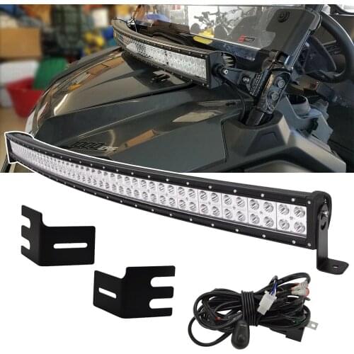 50 inches 288W Double Row Curved LED Light Bar with A-Pillar Upper Over Hood Mounting Bracket Kit For Honda Pioneer 1000 700