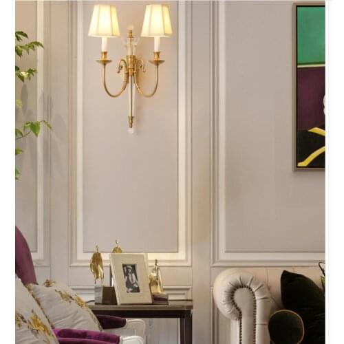 European Luxury Crystal Wall Light Brass color Wall Sconces Lamp New Jade Wall Brackets Light for bedroom living Room Wall Lamp