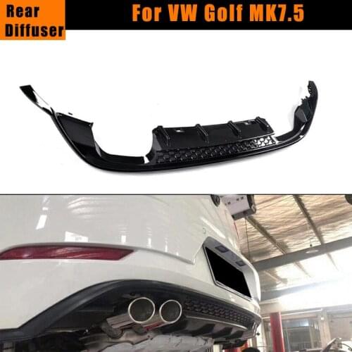 Carbon Look / PP Glossy Black Rear Diffuser For VW Golf 7.5 MK7.5 Standard GTI 2017 2018 Four Outlet Rear Bumper Lip Spoiler