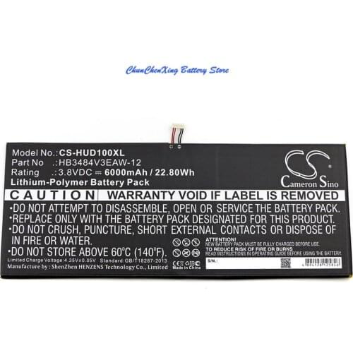 Cameron Sino 6000mAh Battery HB3484V3EAW-12 for Huawei d-01H, dtab, M2-A04L, Mediapad M2 10.1 LTE