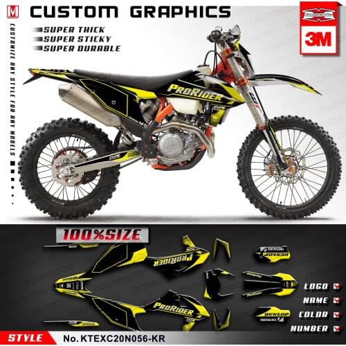 KUNGFU GRAPHICS Black Yellow Sticker Kit for EXC EXC-F XC-W XCF-W 150 300 500 SX SXF XC-F 125 250 350 450 2019 to 2022