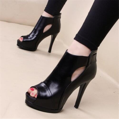 JIANBUDAN New Thin Heels sandals Sexy Women Summer Banquet Pumps Platform Open Toe High heels Women Modern sandals 34-43 size