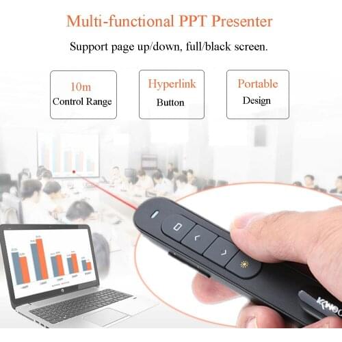 KKmoon 2.4GHz Wireless PowerPoint Clicker Remote Controller Flip Pen Pointer Handheld PPT Presenter Unibody 10m