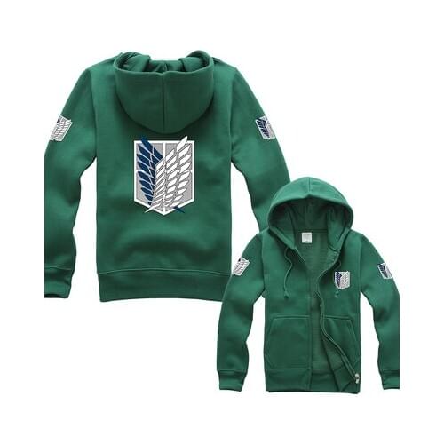 New Anime Attack on Titan Cosplay Costumes Hoodie Green Black Scouting Legion Hooded Sweater for Unisex