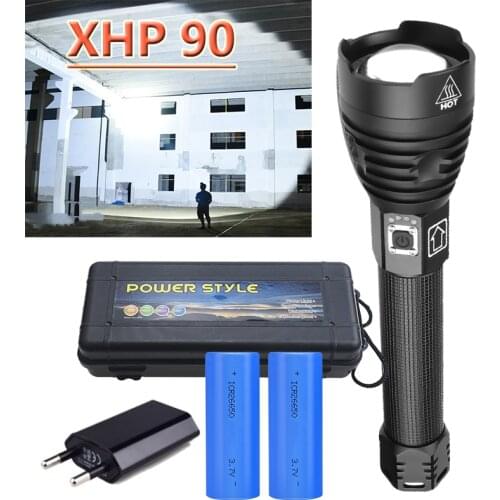 Powerful XHP70.2 XHP90 LED Flashlight Rechargeable Torch Super Waterproof Zoom Best For Camping fishing Hunting Light