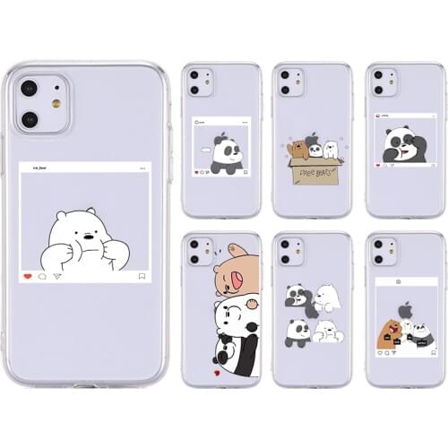 Soft TPU Cases For iPhone XR X XS Max 6 6S 7 8 Plus 11 11Pro Max Cases Cute Bear Cartoon Transparent Phone Case Cover Coque NEW