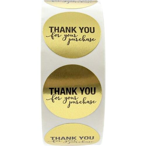 50-500pcs Labels Hot round gold foil thank you for purchasing sticker pack sticker gift package Stationery Sticker 1inch