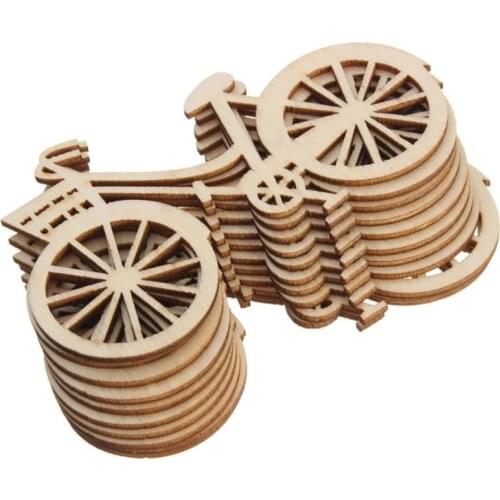 New 10pcs Wooden Bicycle Veneer Cut Surface Patch DIY Handmade Jewelry Wedding Party Gift Home Decoration