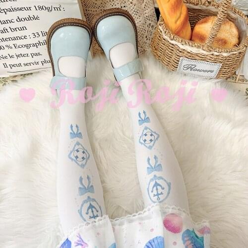 2021New Harajuku Summer Sailor Printing Lolita Pantyhose Japanese Anime Sexy Soft Girl Velvet Silk Stocking Cosplay 120D Tights