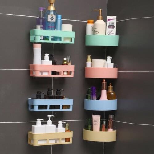 Hollow Corner Storage Drain Rack Shelf Hole Free Bath Baskets Basket Shampoo Sponge Holder Kitchen Bathroom Storage Organizer