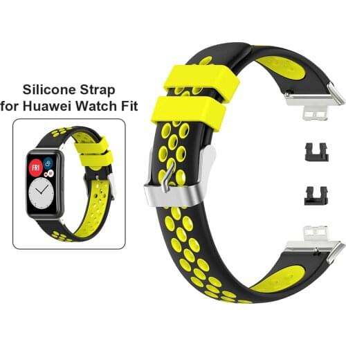 Silicone Smart Watch Band Replacement for Huawei Watch Fit Double Color Strap Watch Band Exterior Decoration Parts