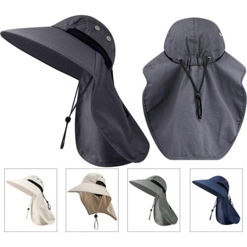 Outdoor Men Travel Sunshade Fishing Hat Shawl Neck Protection Veil Fisherman Hat Anti-UV Climbing Hiking Hat Uv50 + Fishing Cap