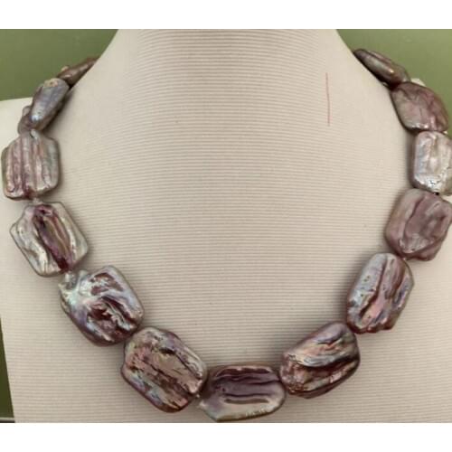 Gorgeous 14-20mm baroque lavender pearl White pearl necklace 18inch 36"