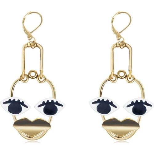 Gold Color vintage Metal earring Big eye mouth duck Drop Women Party Earrings Bridesmaid girl Gifts