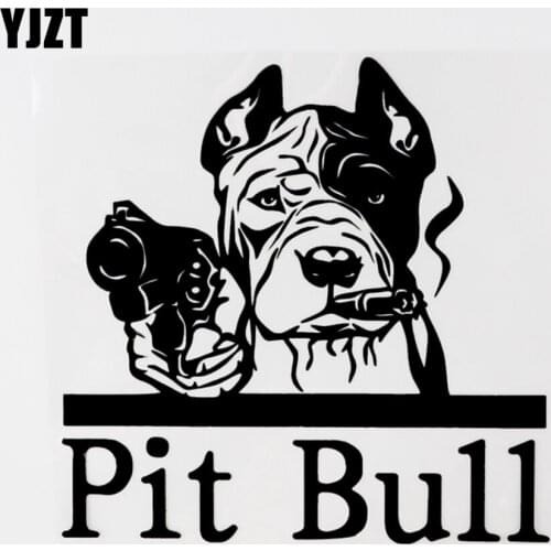 YJZT 16.5CM×16.2CM Interesting Animal Pitbull Vinyl Car Sticker Decal Black/Silver 8C-0751