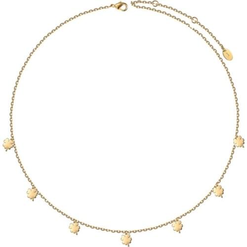 925 Sterling Silver Jewel Female Gold Four Leaf Clover Necklaces for Women 2019 Statement Accessories Christmas Birthday Gifts