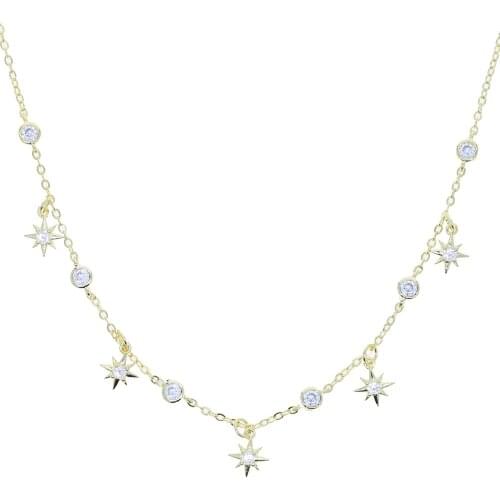 New CZ Star Charm Choker Gold Silver Color Hot Wholesale Trendy Necklace Women Jewelry 2021 Valentines Day Gift