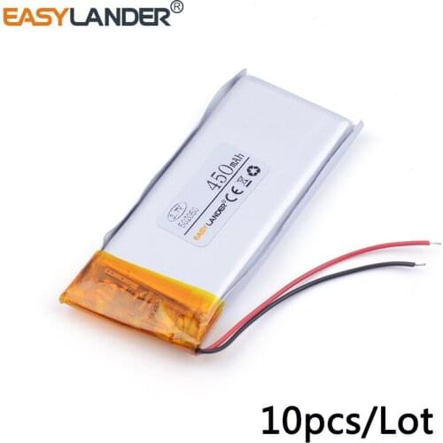 10pcs/Lot 450mAH 502050 PLIB polymer lithium ion / Li-ion battery for GPS mp3,mp4 mp5 dvd bluetooth model toy mobile bluetooth