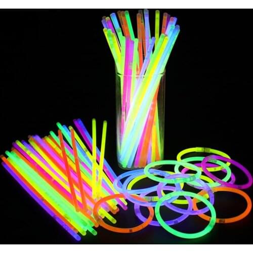 100Pcs Mix Glow Sticks Luminous Bracelets Bright Colorful Fluorescence Light Neon for Wedding Birthday Concert Party Bar Decor