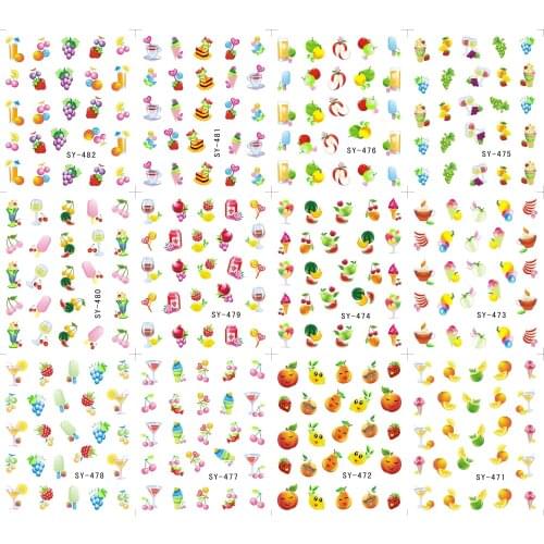 12 Sheets/Lot Art Nail SY471-482 Summer Fruits Nail Art Water Transfer Decal Sticker For Nail Tattoo(12 DESIGNS IN 1)
