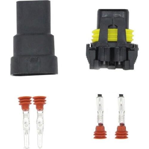 2 Pin Female Male DJ9005 Auto Waterproof AC Power Wiring Harness Connector HID Cable Plug