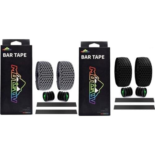 2Set MOTSUV Bicycle Handlebar Tape Road Bike Silica Gel Tape Soft Breathable Bike Handlebar Tape White & Black