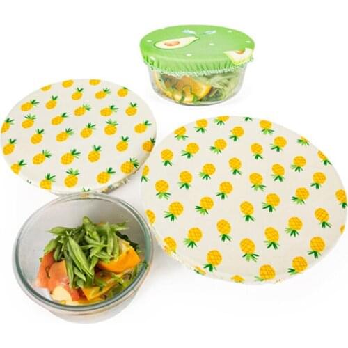 3pcs Reusable Cloth Bowl Cover Dust-proof Leak-proof Food Bowl Cover Universal Cloth Lids Elastic Durable Cotton Cloth