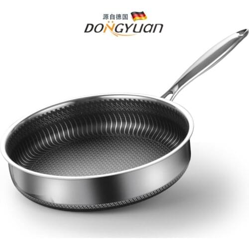 304 stainless steel non-stick frying pan double-sided honeycomb steak pan oil-free pan stainless steel cookware
