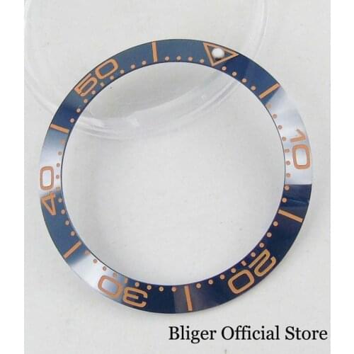 38mm Blue Watch Bezel Ring Insert with Luminous Marks Fit Automatic Mens Watch