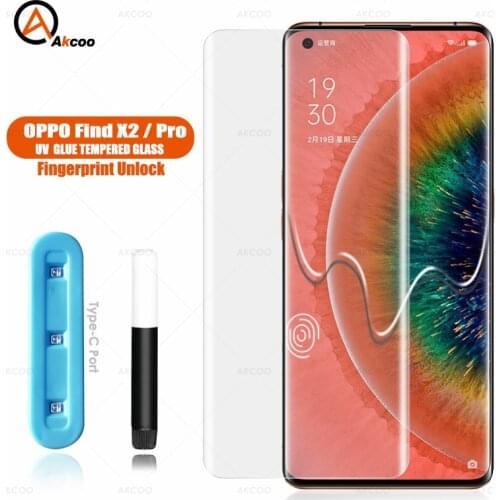 Akcoo Find X2 Pro Screen Protector UV Glass film for oppo find X2 tempered glass screen protector with oleophobic coating