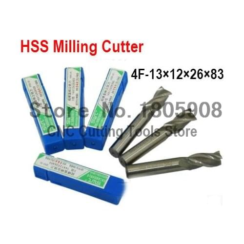Free shipping 2pcs 13mm 4 Flute HSS & Extended Aluminium End Mill Cutter CNC Bit Milling Machinery tools Cutting tools