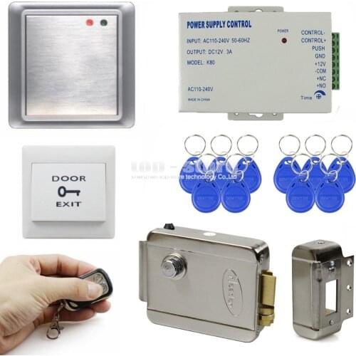 DIYSECUR Full Kit Set Electric Lock Waterproof Remote Controller 125KHz Rfid ID Card Reader Access Control System Kit 81678A
