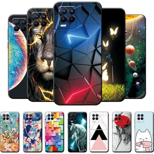 For Realme 8 Case 4G RMX3085 Soft Silicone Phone Bag For Realme 8 TPU Fashion Cover For OPPO Realme 8 Matte Protective Cover 6.4