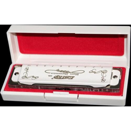 Easttop 10 hole Harmonica Professional Diatonic Blues Harp key of A/B/C/D/E/F/G T008L White Color Transparent Acrylic Comb