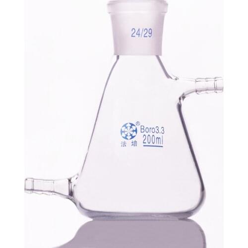 Filtering flask with side tubulature 200ml 24/29,Triangle flask with upper and bottom side tube,Filter Erlenmeyer bottle