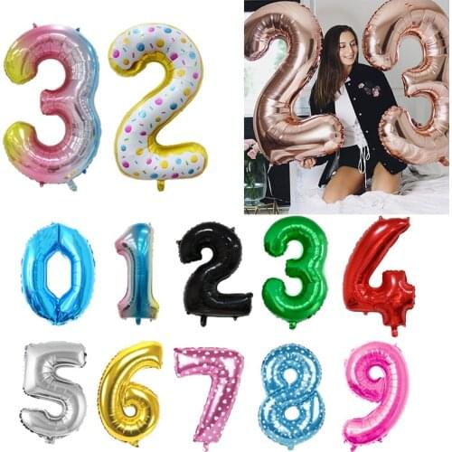 32inch 80cm Number Foil Balloons Digit Ball Figure Helium Balloon Birthday Party Decorations Wedding Anniversary Party Supplies