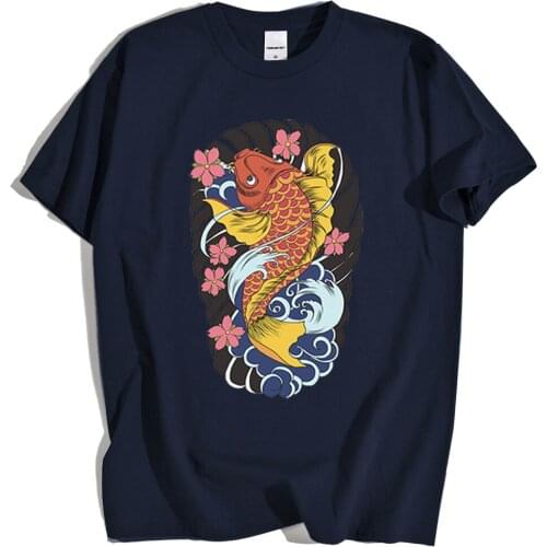 Golden Carp Harajuku Comics Print T Shirt Mens Summer Breathable Loose Tops Crewneck Loose T-Shirt Hip Hop Oversize T Shirt Man