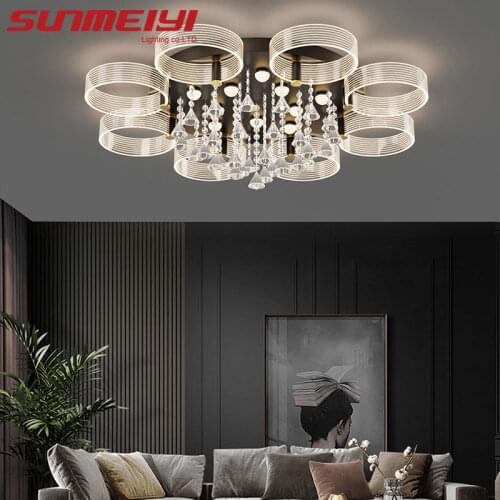Crystal Ceiling Lights Led Living Room Lamp For Bedroom Dining Room Nordic Design Acrylic Ceiling Lamp Black Color plafonniers