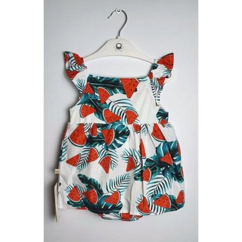 Baby girl Pantyhose Watermelon Print Dress Printed Cotton White