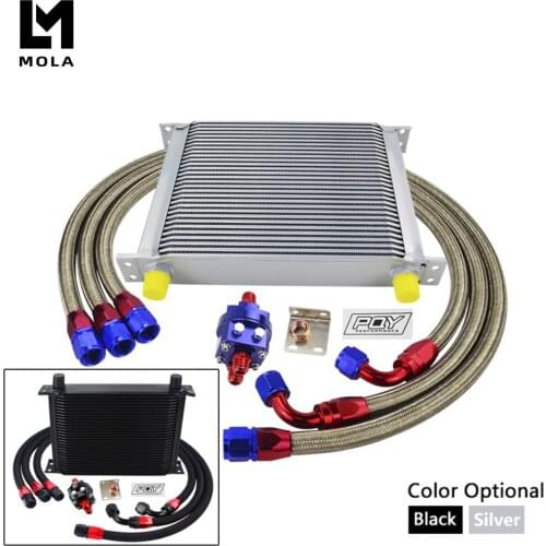 30 Rows Oil Cooler Kit Universal AN10 Oil Cooler + Oil Filter Adapter + Staniless Steel Braided Hose With Sticker+Box