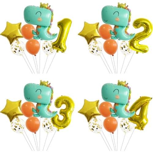 Dinosaur Crown Latex Balloon Birthday Party Aluminum Film Balloon Forest Childrens Party Birthday Sequin Decoration Decoration
