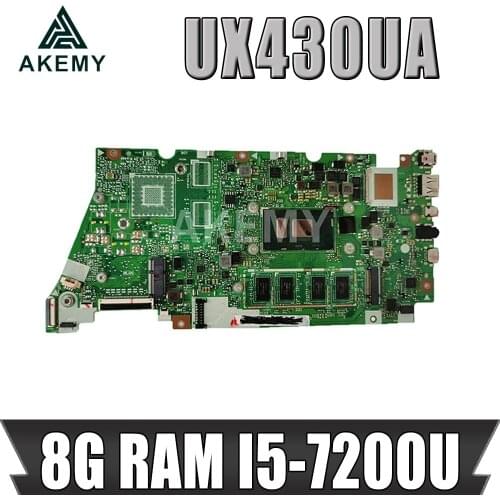 Akemy UX430UA motherboard for ASUS UX430U UX430UQ UX430UQR UX430UN UX430UAR laptop motherboard original 8G/I5-7200U
