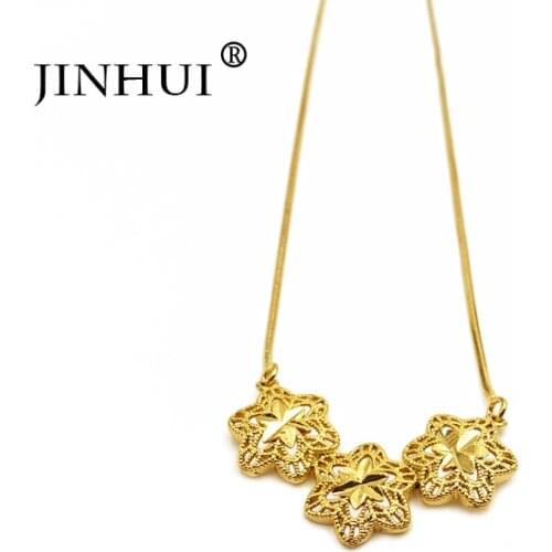 JINHUI Dubai fashion women new gold color necklaces pendant 45cm chain girl gifts Jewelry wedding Party Wholesale