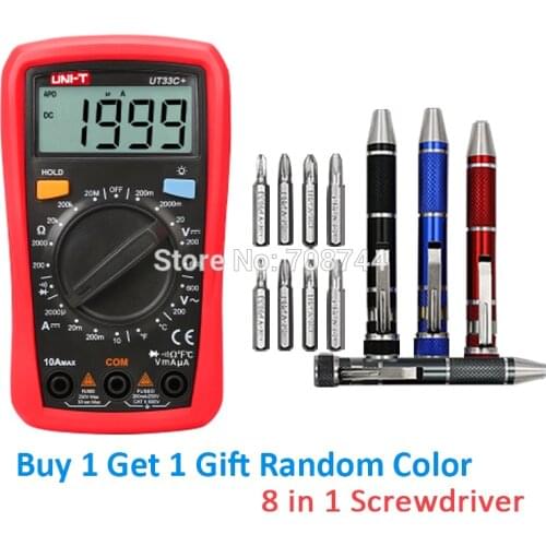 New UNI-T UT33C+ Digital Multimeter DC/AC V/A Cap Frequency Res Diode Tester UT 33C Manual LCD Meter Ammeter Multitester