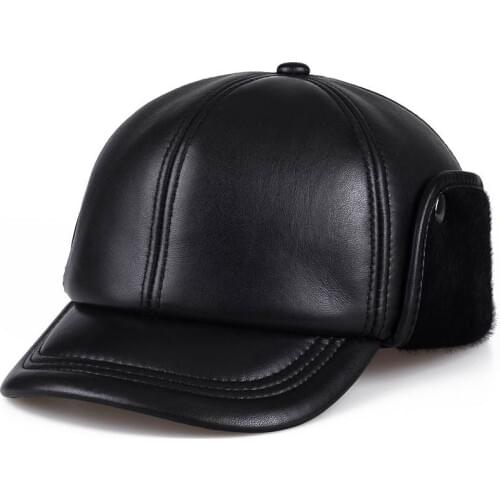 Harppihop FUR male hat winter thermal cap genuine leather old man hat mink hair