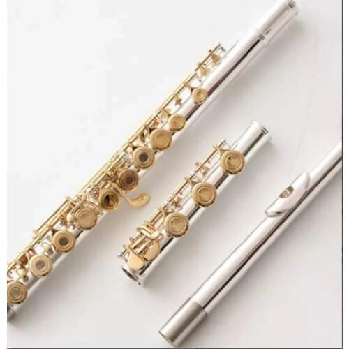 New flute 17 key open music instrument 471H E-Key Gold-plated C Tune flute Gold Mouthpiece playing music Free shipping