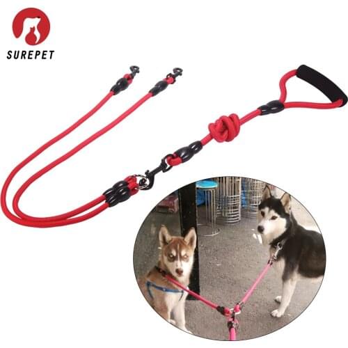 Nylon Two Three four dogs Leash Detachable Pet Lead Climbing foam handle 1 leash for 2 or 3 Dogs Small Dog traction rope