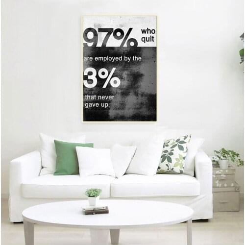 Never Gave Up Black and White Motivational Poster Art Canvas painting Wall Picture Home Decor Motivational Canvas